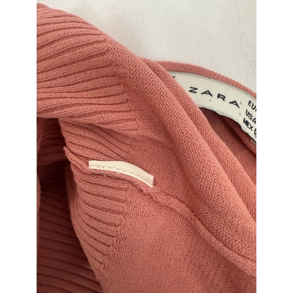 Zara Coral V Neck‎ Stretchy Long Sleeve Crop Top Womens Size Small - Picture 4 of 7